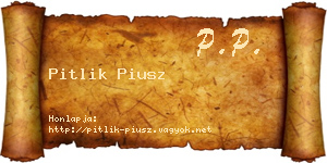 Pitlik Piusz névjegykártya